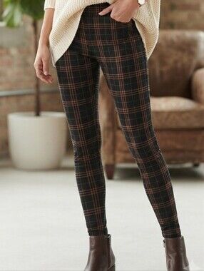 Lily Morgan Black & Brown Plaid Leggings